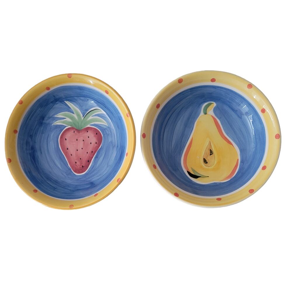 Hausenware Two Bowls Mary Jane Mitchell 1995 Strawberry and Pear Vintage‎